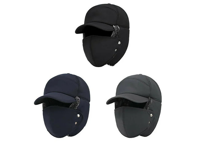 Mens Winter Trapper Trooper Hat with Ear Flap Face Cover
