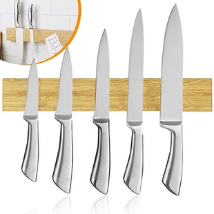 Bamboo Magnetic Knife Holder Wall Mounted Utensil Storage Rack Strip Knives 38cm