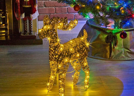 LED Light Up Reindeer 45cm Plastic Rattan Wire Frame