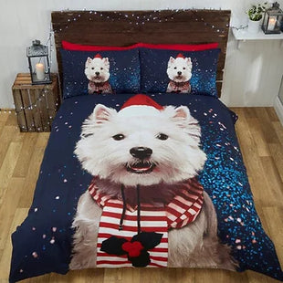 CHRISTMAS WESTIE DOG DUVET SET