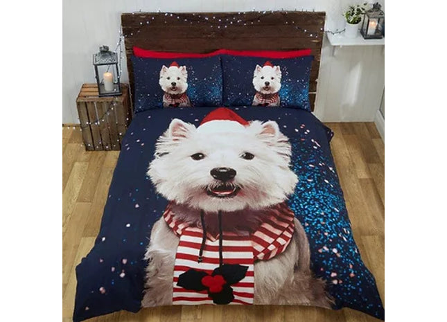 CHRISTMAS WESTIE DOG DUVET SET