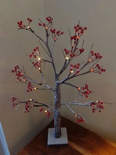LED Snowy Christmas Tree With Berries 70cm