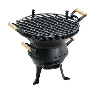 Black Barrel Charcoal BBQ w/ Cast Iron