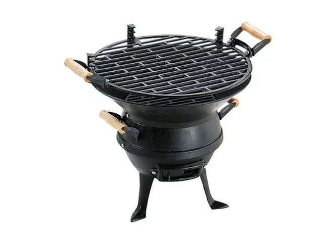 Black Barrel Charcoal BBQ w/ Cast Iron