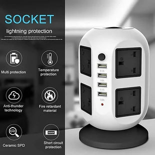 8 GANG SURGE PROTECTED TOWER SOCKET EXTENSION