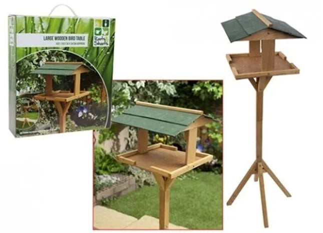 LARGE WOODEN GARDEN BIRD TABLE