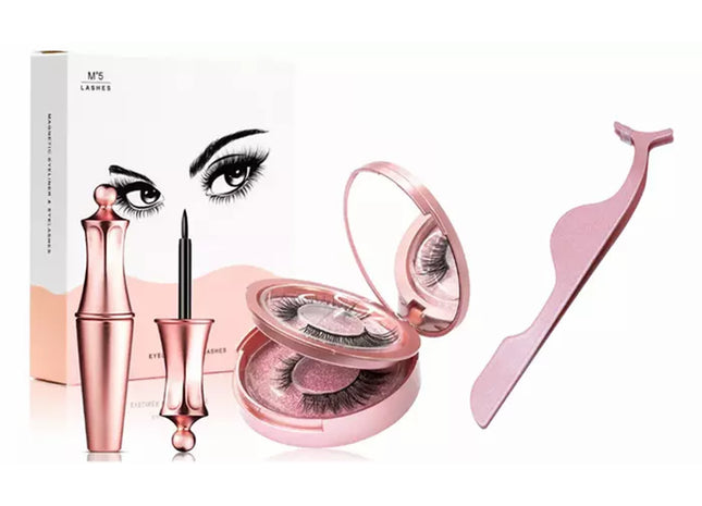 Magnetic False Eyelashes Sets with Eyeliner and Tweezers