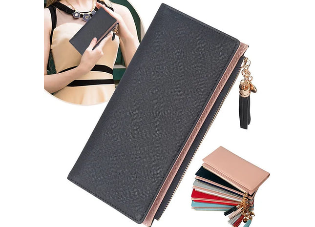 Women Girls PU Leather Long Wallet Money Card Holder Clutch Purse RFID Blocking