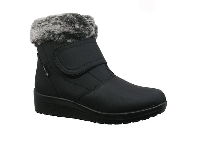 LADIES WEDGE HEEL SNOW WINTER WARM FAUX FUR LINED COMFORT WOMEN ANKLE BOOTS