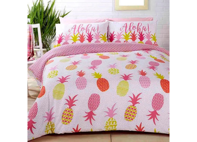 STUDIO ART ALOHA PINEAPPLES DUVET SET REVERSIBLE