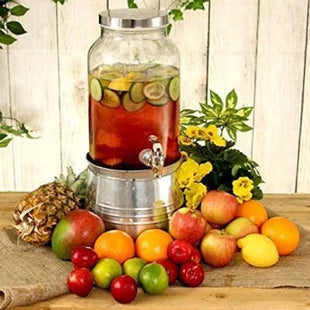 Mason Jar Drinks Dispenser with Ice Bucket Stand