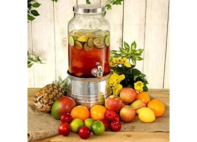 Mason Jar Drinks Dispenser with Ice Bucket Stand