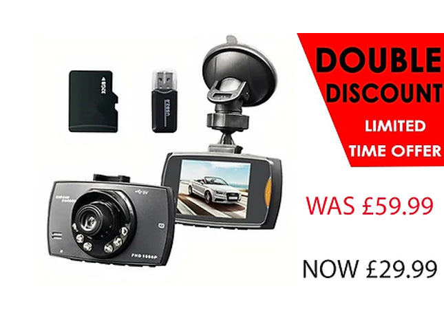 Dashcam LCD With Night Vision 1080P+ 32gb Memory Card