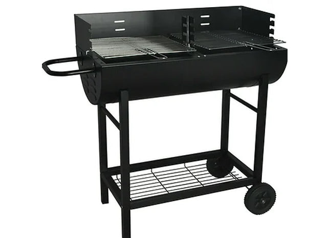 HALF DRUM BBQ WITH BARRELL - Adjustable Grill