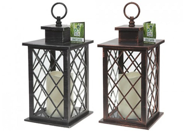 ORNATE GARDEN LED FLICKERING  CANDLE LANTERN