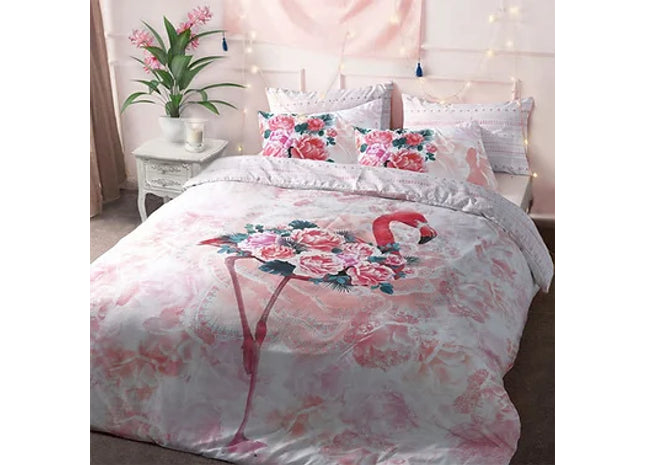FLAMINGO FLORAL REVERSIBLE DUVET SET