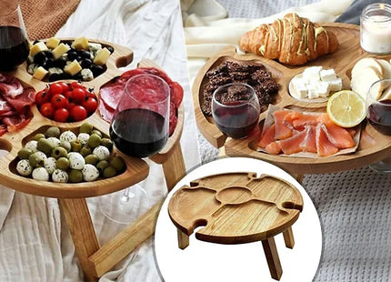 2-in-1 Mini Foldable Picnic Table With Wine Holders