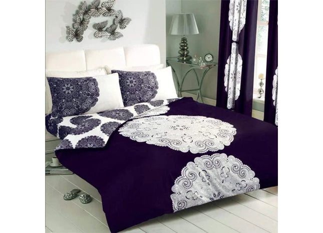 MANHATTAN AUBERGINE/CREAM DUVET SET