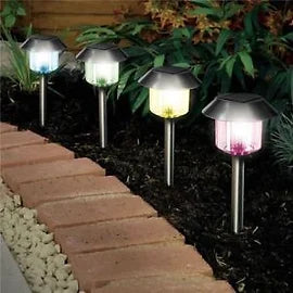4pc Stainless Steel Colour Change Solar Light