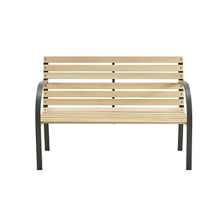 Garden Bench 2 Seater W/ Steel Wooden Slats