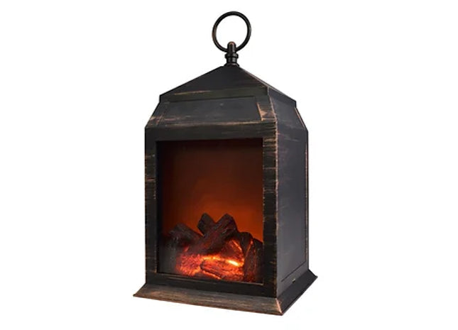 36-Lumen Copper Safe Flameless Fireplace Battery Operated 6-LED Lantern