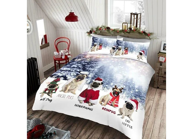 Angel Pug Christmas Duvet Set