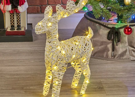LED Light Up Reindeer 45cm Plastic Rattan Wire Frame