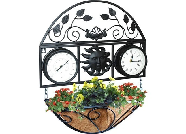 Kingfisher Traditional Clock & Thermometer Wall Planter