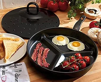3 in 1 Non-Stick Coated Skillet Section for Cooking and Frying