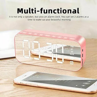 3-in-1 LED Mirror Alarm Clock with Bluetooth Speakers