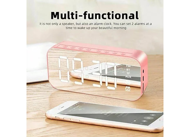 3-in-1 LED Mirror Alarm Clock with Bluetooth Speakers