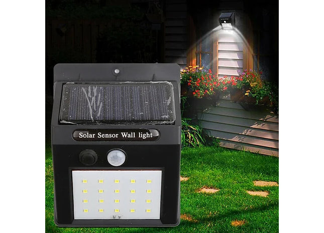 Solar Powered 20LED PIR Motion Sensor Wall Security Light Garden Outdoor Lamp UK