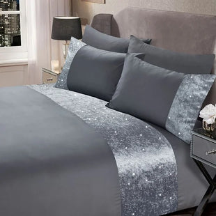 Sienna Crushed Velvet Glitter Panel Duvet Set