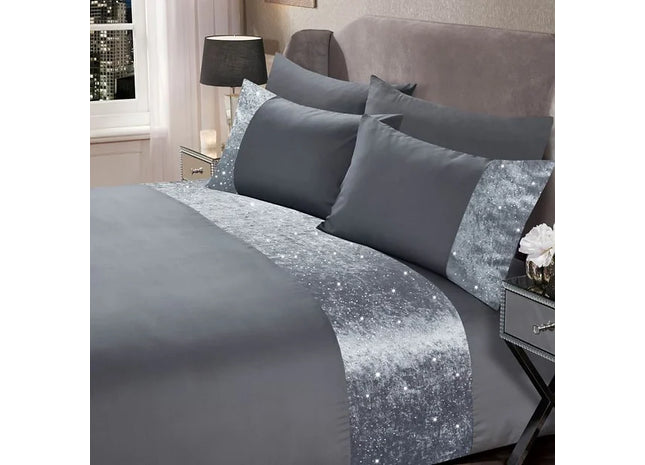 Sienna Crushed Velvet Glitter Panel Duvet Set