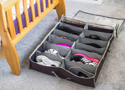 12-Pocket Under Bed Shoe Storage Bag