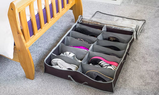 12-Pocket Under Bed Shoe Storage Bag