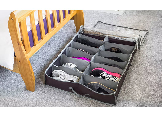 12-Pocket Under Bed Shoe Storage Bag