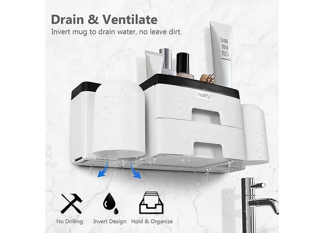 2 in1 Toothbrush Holder Toothpaste Dispenser And Drawer Storage Organizer