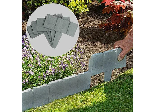 Garden Lawn Cobbled Stone Effect Plastic Edging