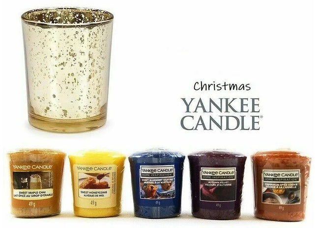 YANKEE CANDLE VOTIVE SET GLASS HOLDER HAMPER