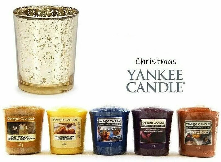 YANKEE CANDLE VOTIVE SET GLASS HOLDER HAMPER