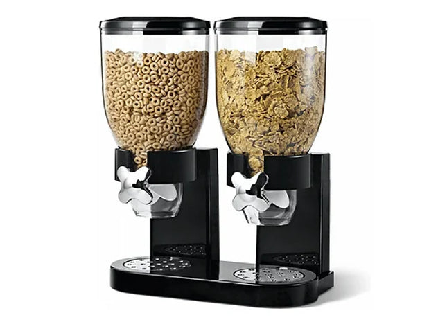 DOUBLE CEREAL DISPENSER DRY FOOD STORAGE CONTAINER DISPENSER MACHINE