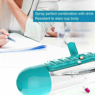 2 IN 1 Water Bottle With Daily Pill Box Organizer