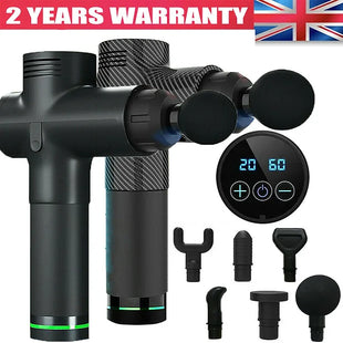LCD Therapy Massage Gun Percussive Vibration Muscle Massager Sports Recovery UK