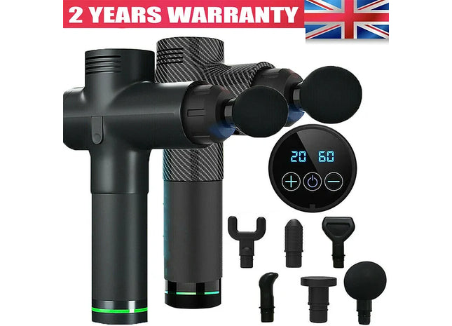 LCD Therapy Massage Gun Percussive Vibration Muscle Massager Sports Recovery UK