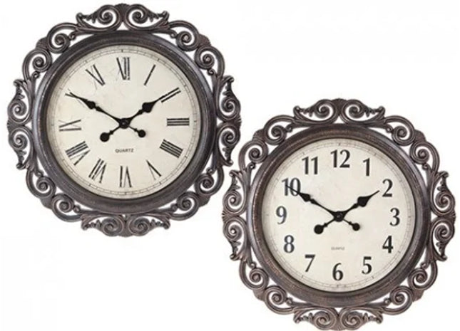 SCROLLED QUARTZ WALL CLOCK