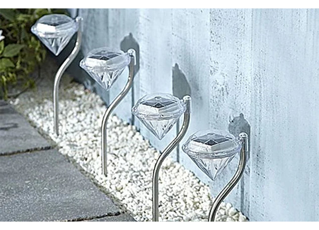 Diamond Effect Garden Solar Light - 4 Pack
