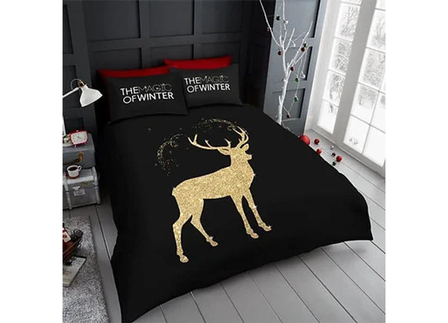 GLITTER STAG CHRISTMAS DUVET SET
