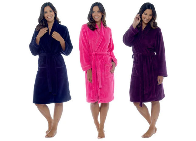 LADIES CORAL SOFT FLEECE DRESSING GOWN