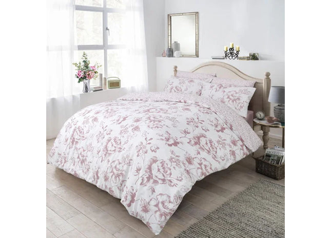 MONOCHROME FLORAL BLUSH REVERSIBLE DUVET SET